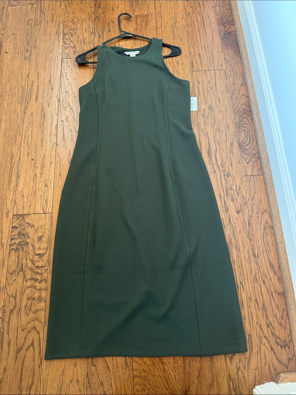 Athleta Seasoft Rib Midi Tank Dress Olive Green, Med Petite NWT